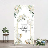 Lofaris Floral White Sweet Cook Baby Shower Rectangle Backdrop